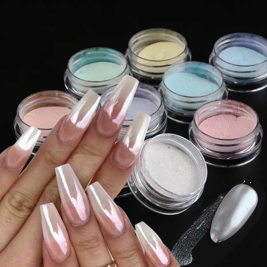 White Chrome Nail Fairy Powder